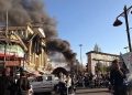 آتش سوزی در میدان تجریش؛ سخنگوی آتش نشانی: علت وقوع این حریق، آتش گرفتن گاز پیک نیک در یک موکب بوده که باعث سرایت آتش آن به چادر و سیاهی های موکب شده