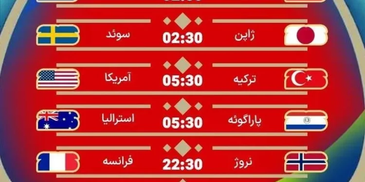 ساعات مسابقات روز شانزدهم جام جهانی ۲۰۲۶