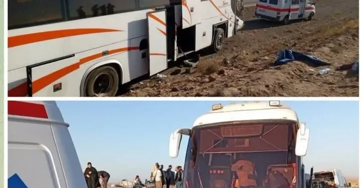 مرکز فوریت‌های پزشکی: واژگونی اتوبوس در محور سبزوار-نیشابور ۲۹ مصدوم بر جای گذاشت