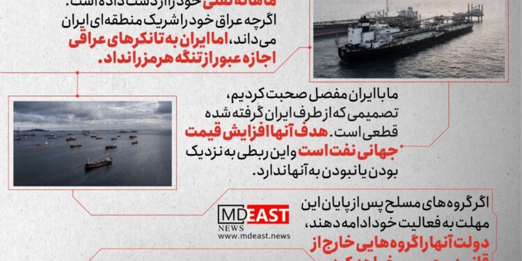 اینفوگرافیک؛اولتیماتوم الزیدی به گروه‌های مسلح عراقی/ ایران اجازه عبور نفتکش‌های عراق را نداد