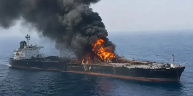 سپاه: انفجار دو سوپرنفتکش متخلف پس از برخورد با مین و رها شدن آن توسط خدمه در ساحل جنوبی تنگه هرمز / این نفتکش‌ها در مجموع بیش از ۴ میلیون و ۵۰۰ هزار بشکه نفت خام حمل می‌کردند