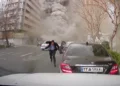ببینید / تصویری جدید از بمباران میدان فردوسی در جنگ ۴۰ روزه